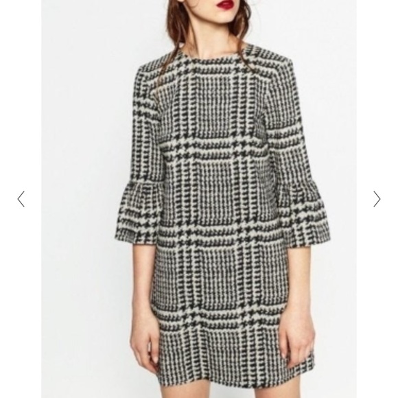 Zara Woman Houndstooth Plaid Dress - Picture 2 of 6